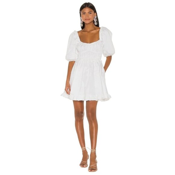For Love & Lemons Jackson Mini Dress in Ivory X-Small New Womens Poplin - Picture 1 of 17